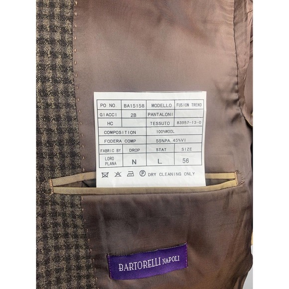 42L Bartorelli Napoli Minicheck‎ Olive Blazer - Suit Jacket - Picture 10 of 11